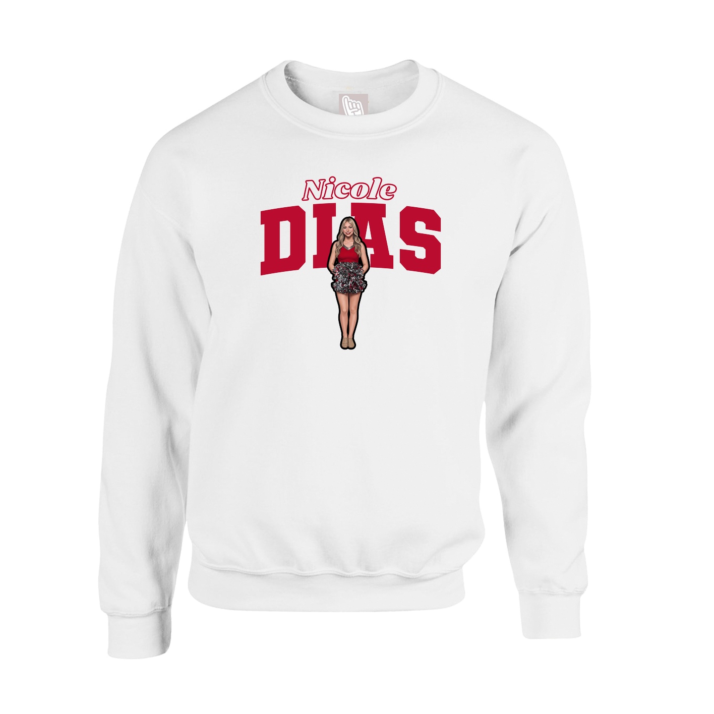 Fleece Crew — Name Arch in White