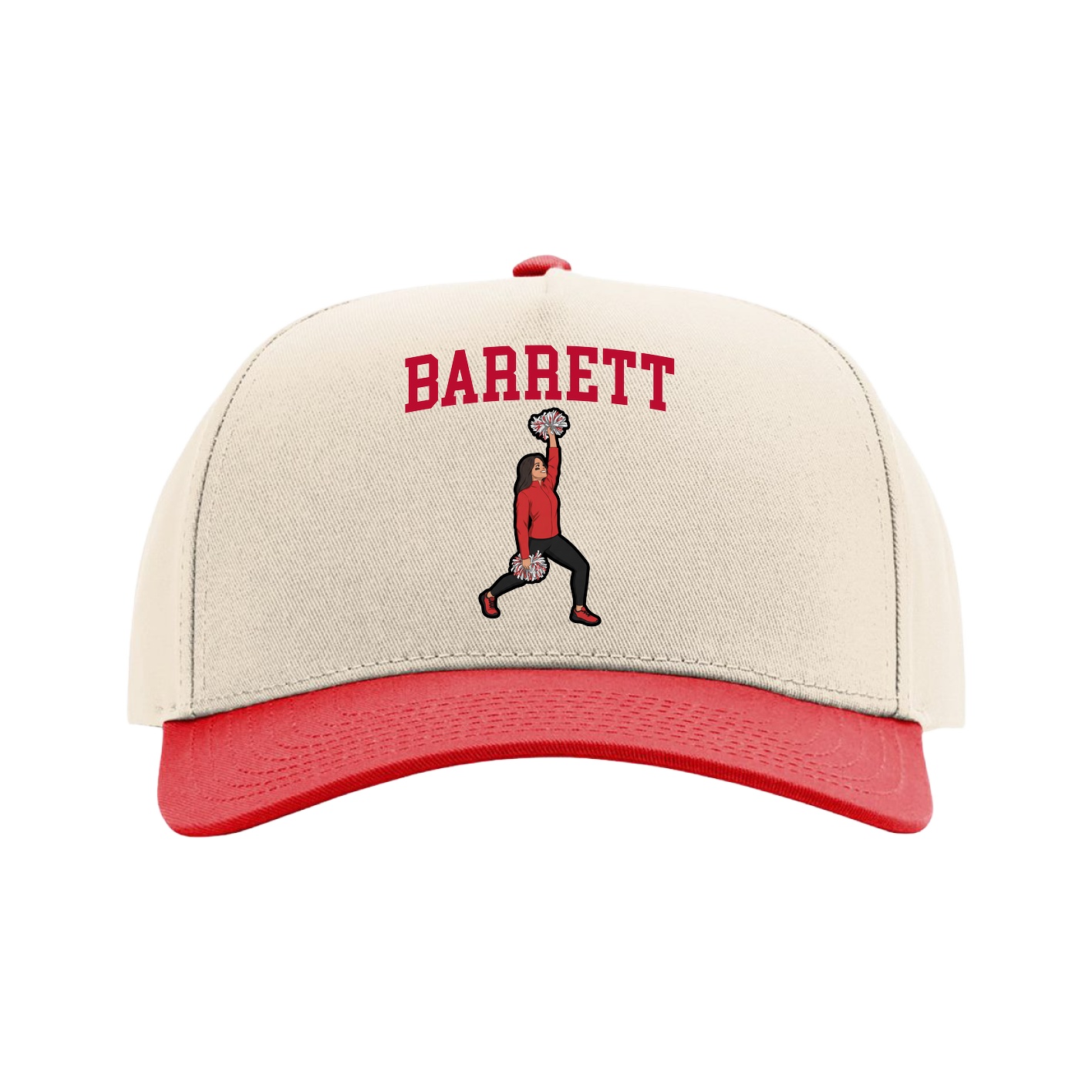 Full Fabric Five-Panel Champ Cap — Shirsey in Cream/Red