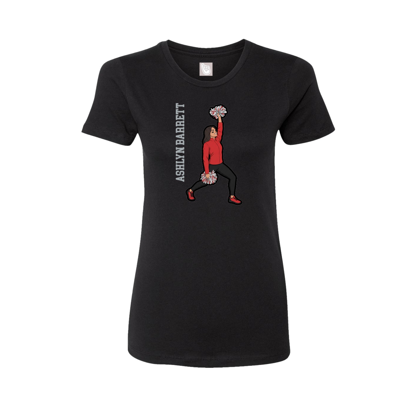 Womens Tee — Name Vertical in Black