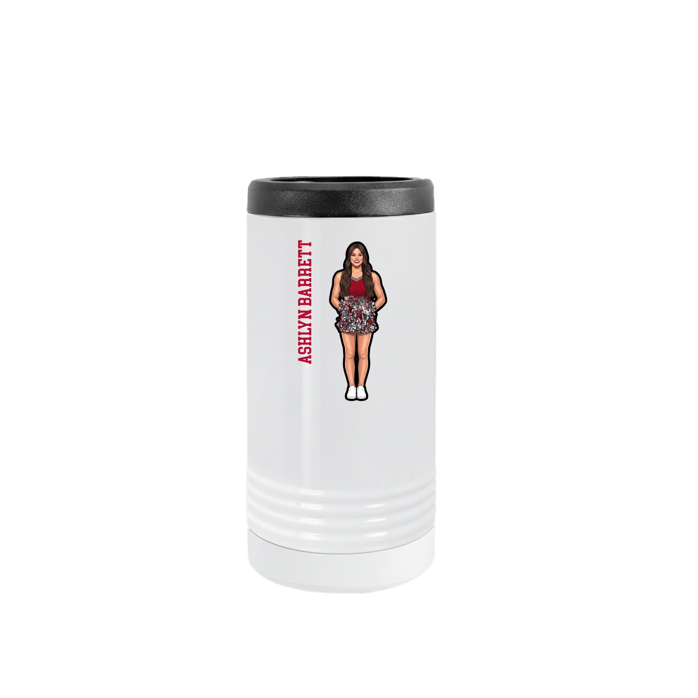 Slim Beverage Holder — Name Vertical in White
