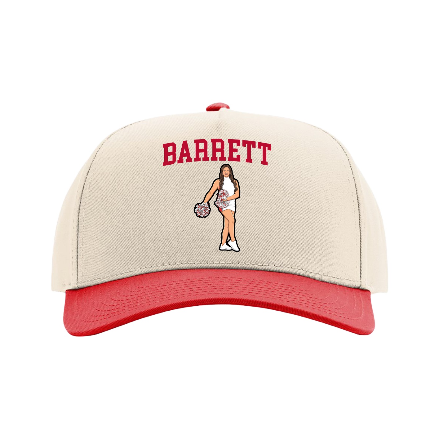 Full Fabric Five-Panel Champ Cap — Shirsey in Cream/Red
