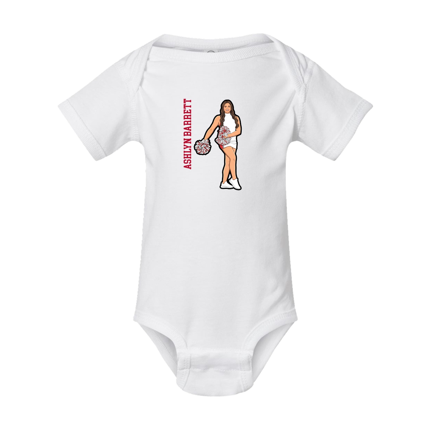 Baby Onesie — Name Vertical in White