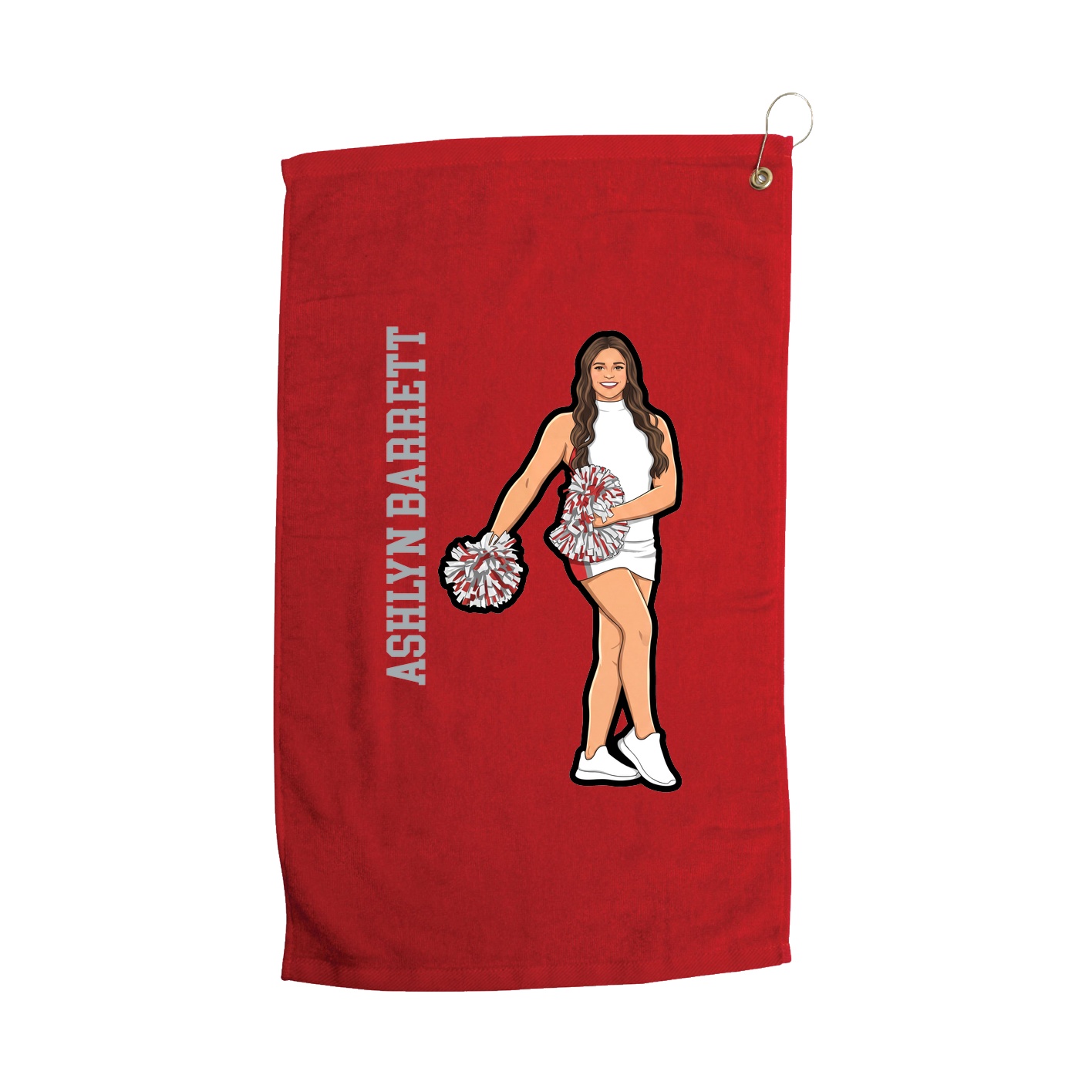 Golf Towel — Name Vertical in Red