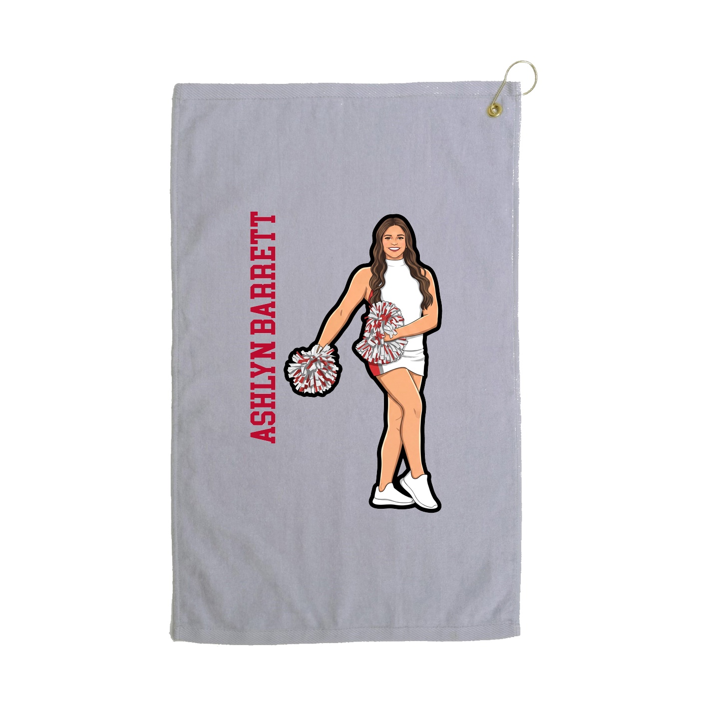 Golf Towel — Name Vertical in Grey