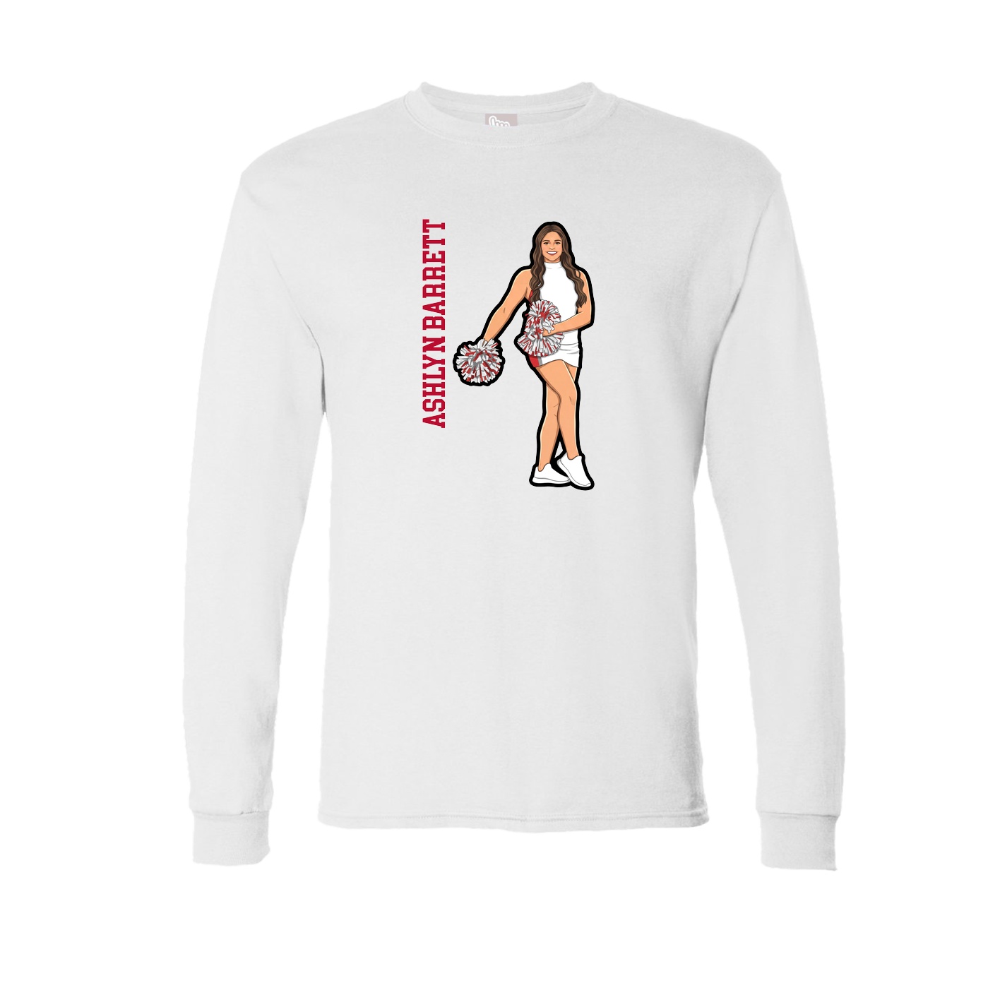 Long Sleeve Tee — Name Vertical in White
