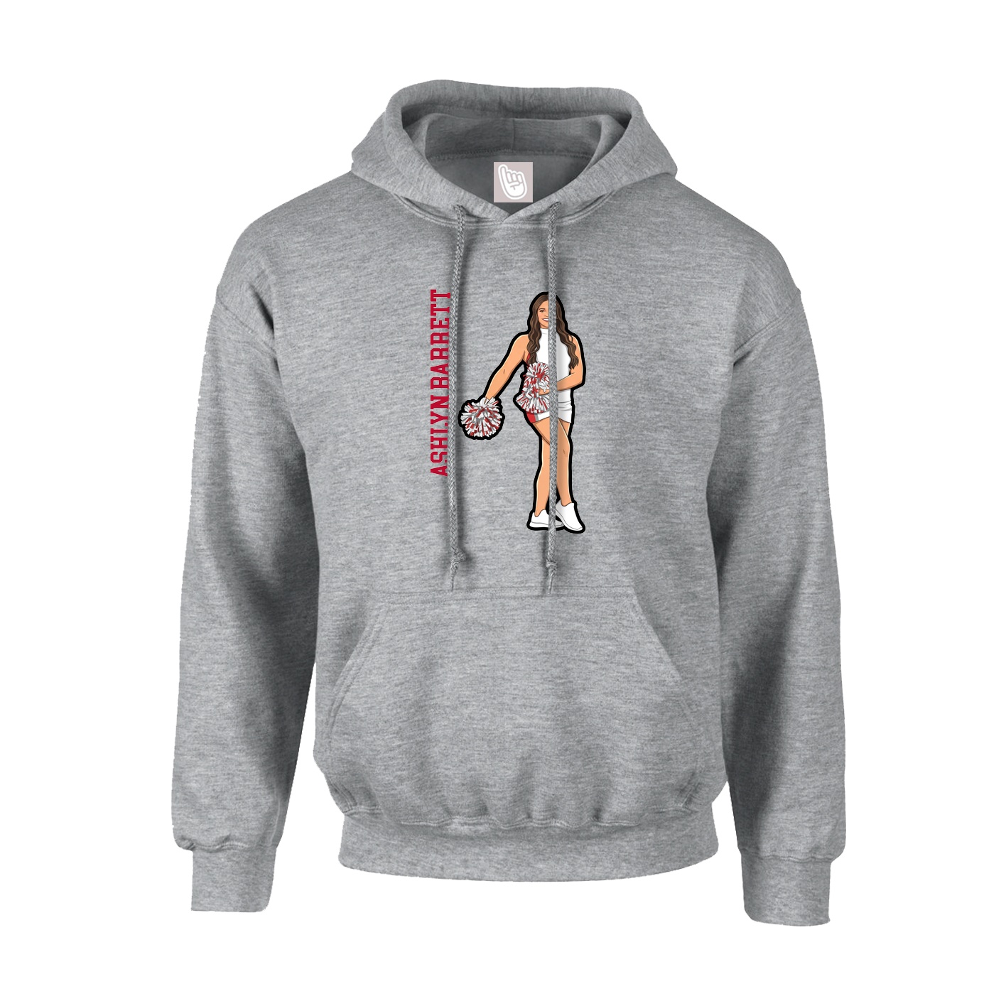 Youth Hoodie — Name Vertical in Grey