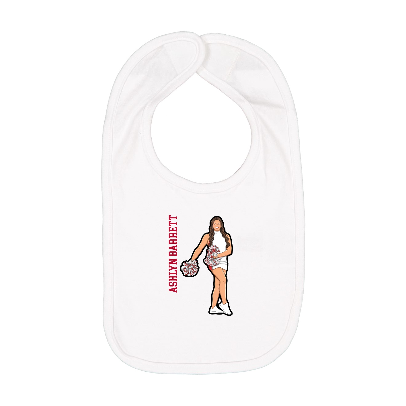 Infant Bib — Name Vertical in White