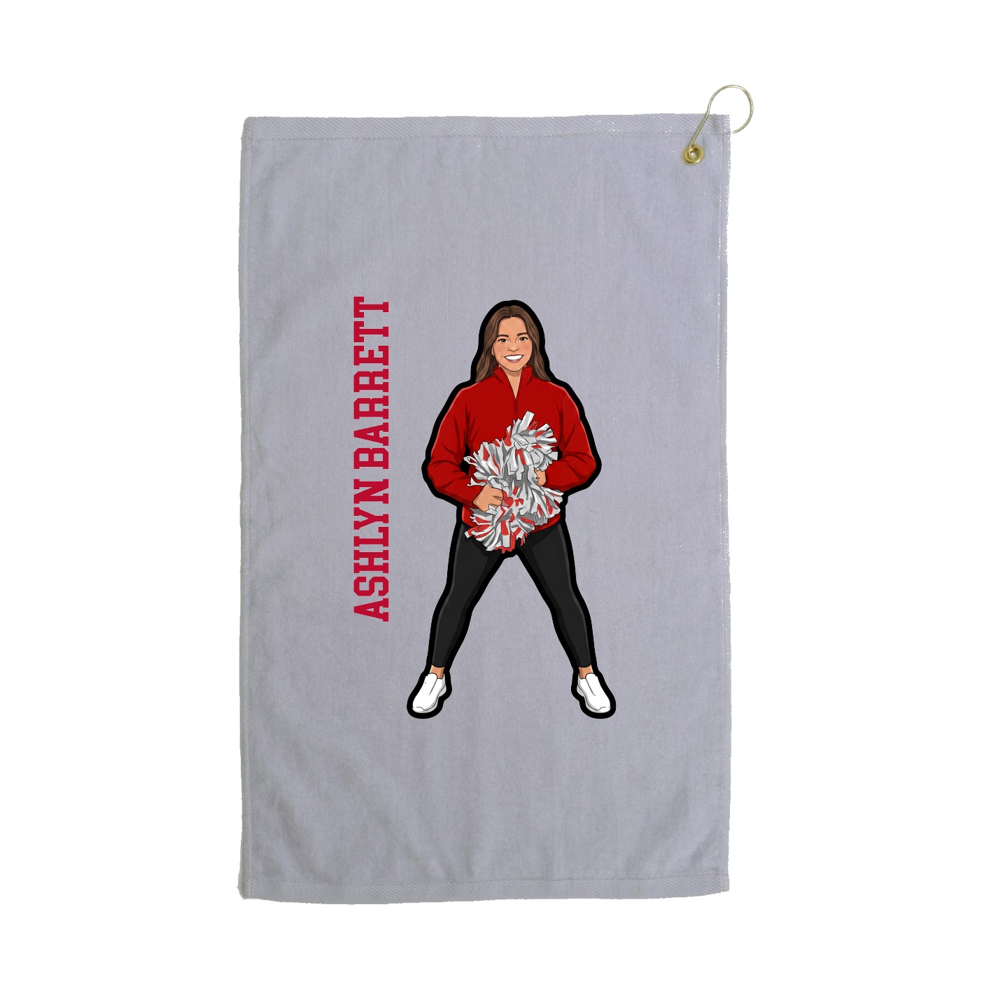Golf Towel — Name Vertical in Grey