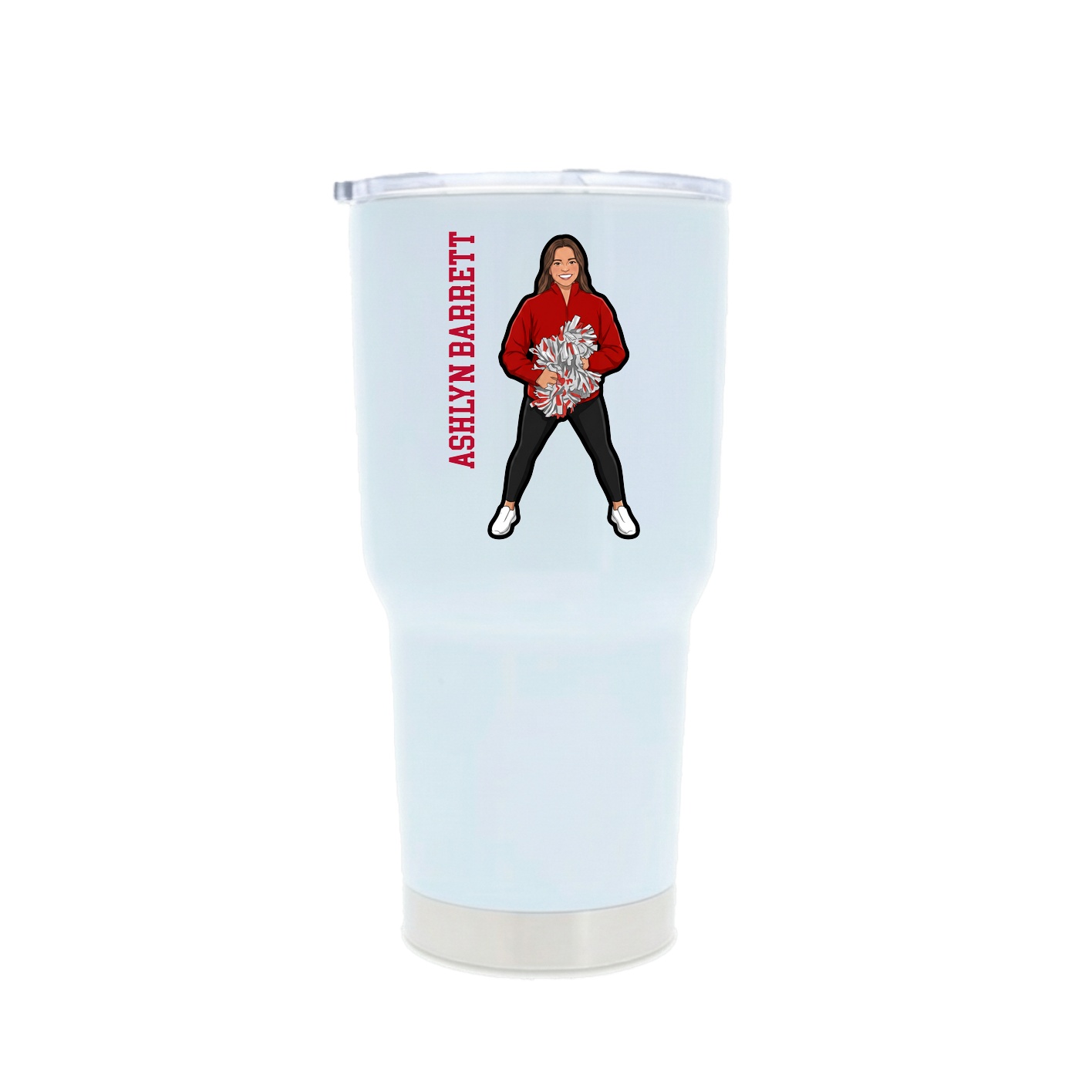 30oz Stainless Steel Tumbler — Name Vertical in White