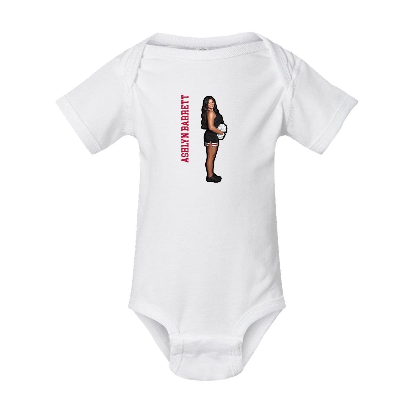 Baby Onesie — Name Vertical in White