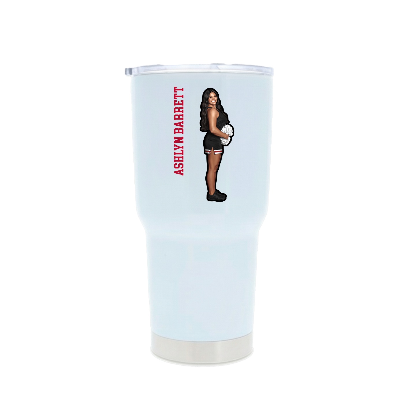 30oz Stainless Steel Tumbler — Name Vertical in White