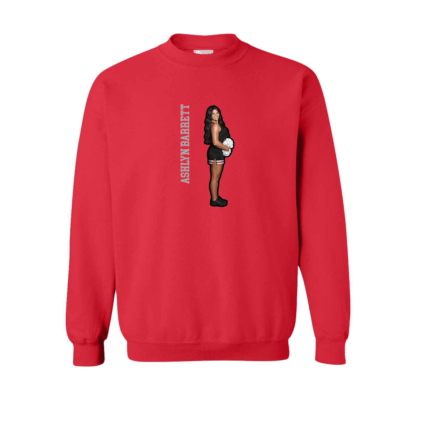 Fleece Crew — Name Vertical in Red