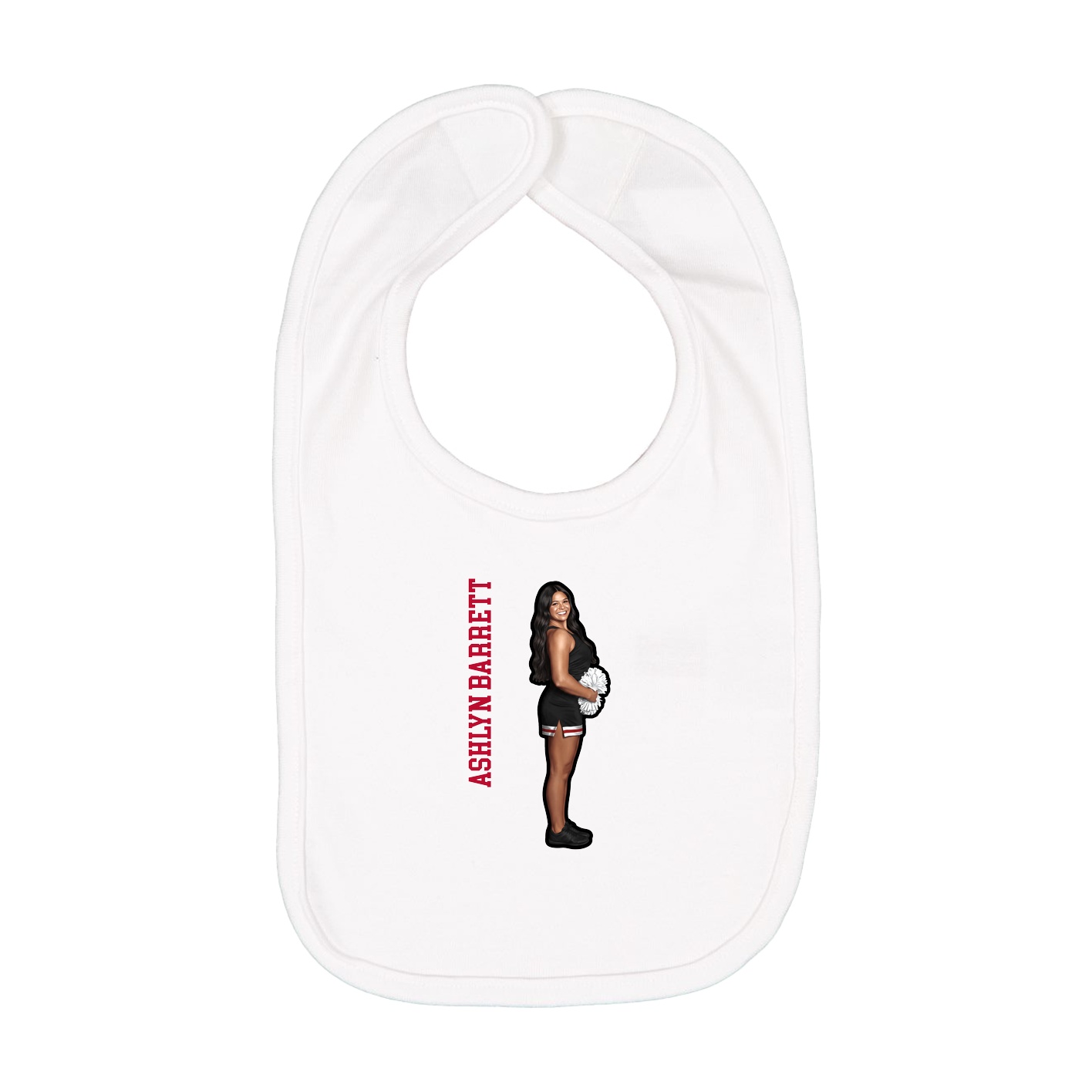 Infant Bib — Name Vertical in White
