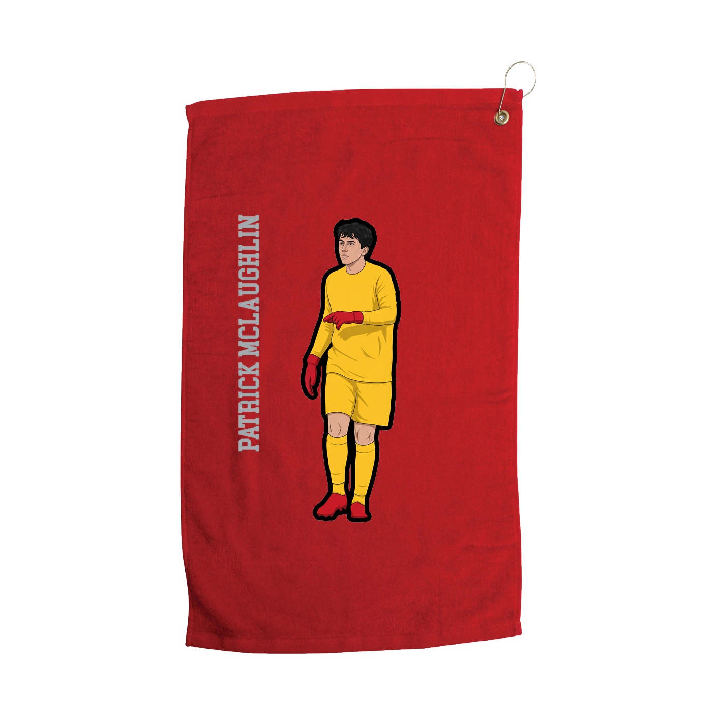 Golf Towel — Name Vertical in Red