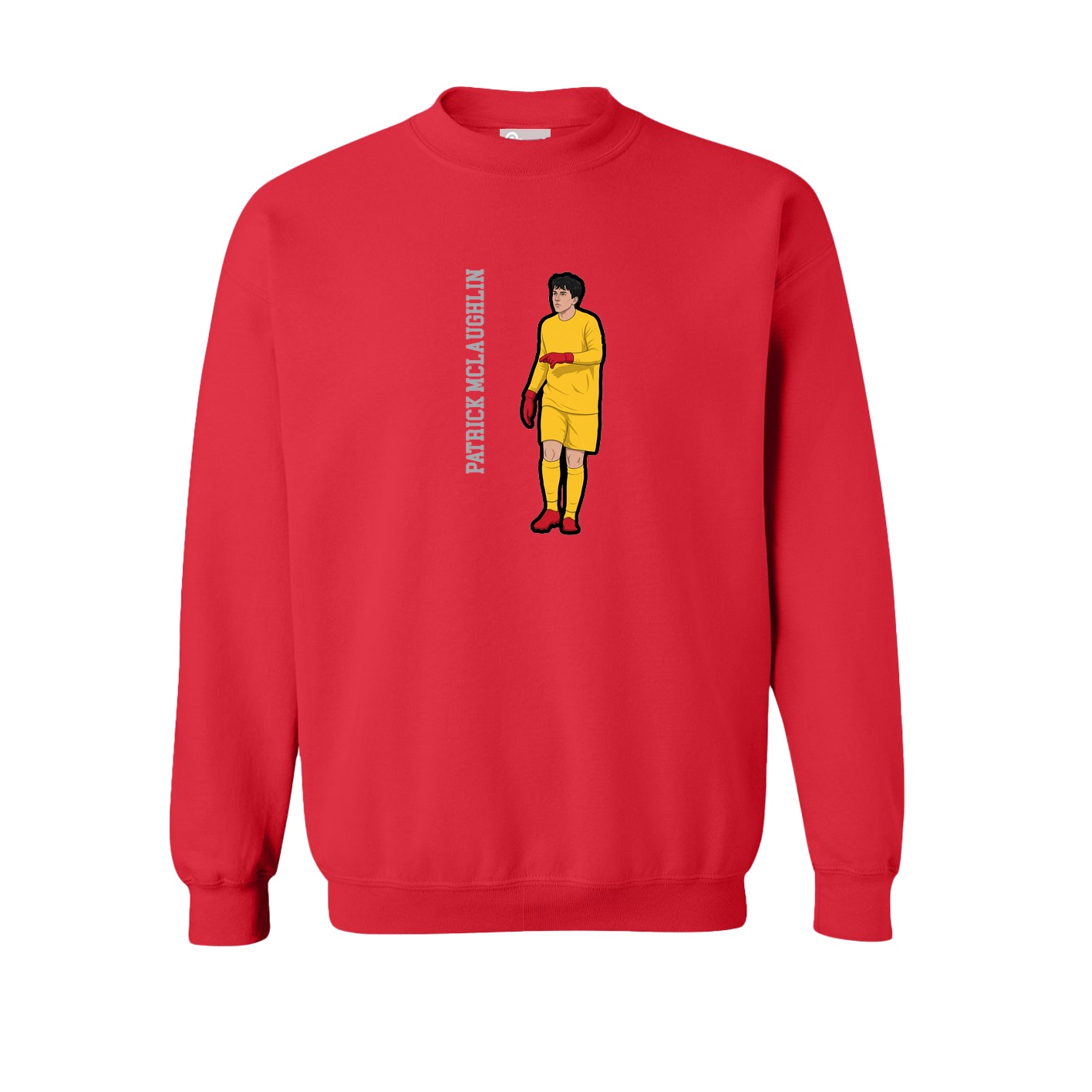 Fleece Crew — Name Vertical in Red