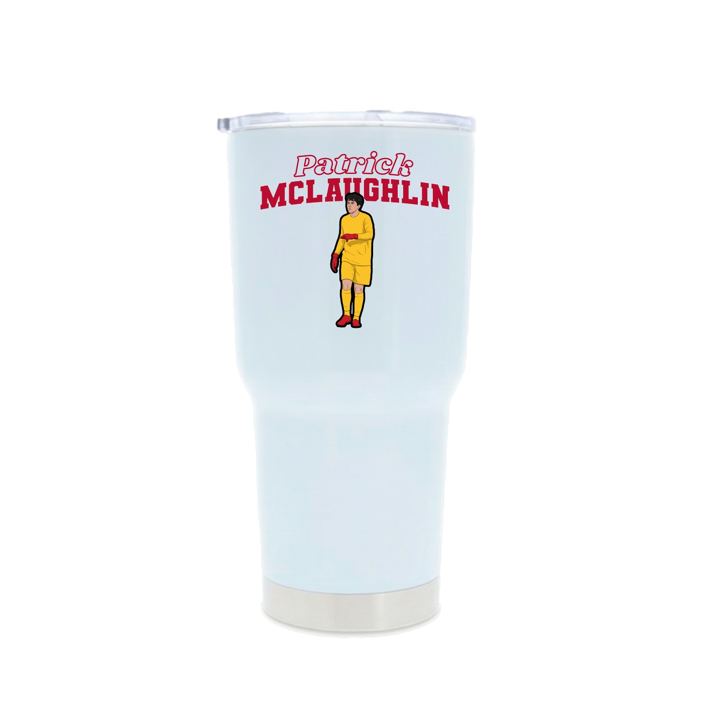 30oz Stainless Steel Tumbler — Name Arch in White