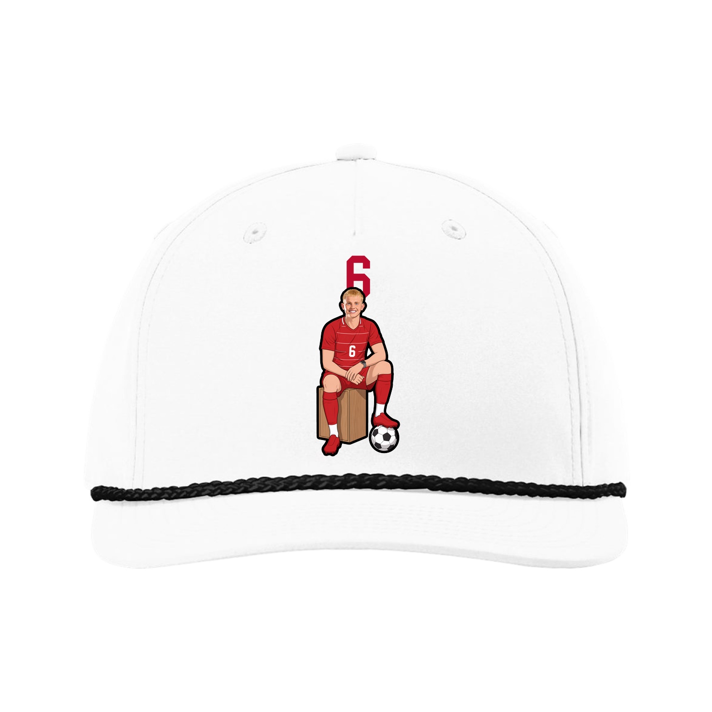 Five-Panel Classic Rope Cap — Number Top in White