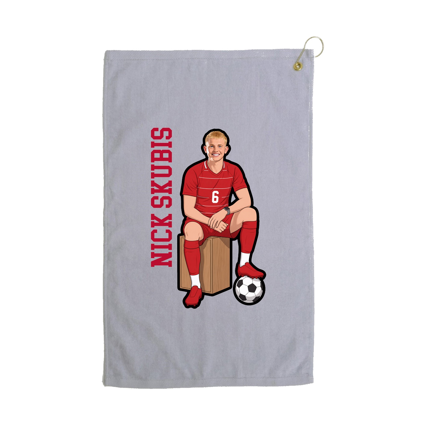 Golf Towel — Name Vertical in Grey