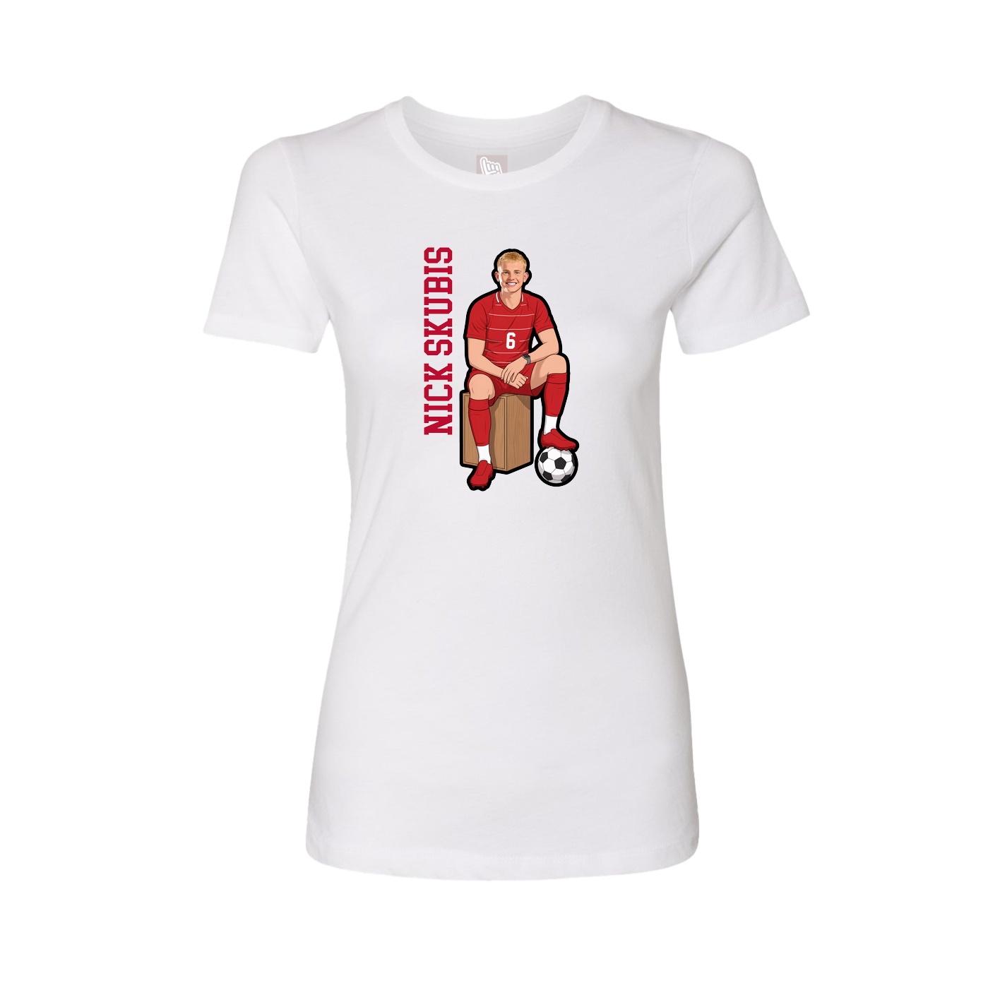 Fitted Women's Tee — Name Vertical in White