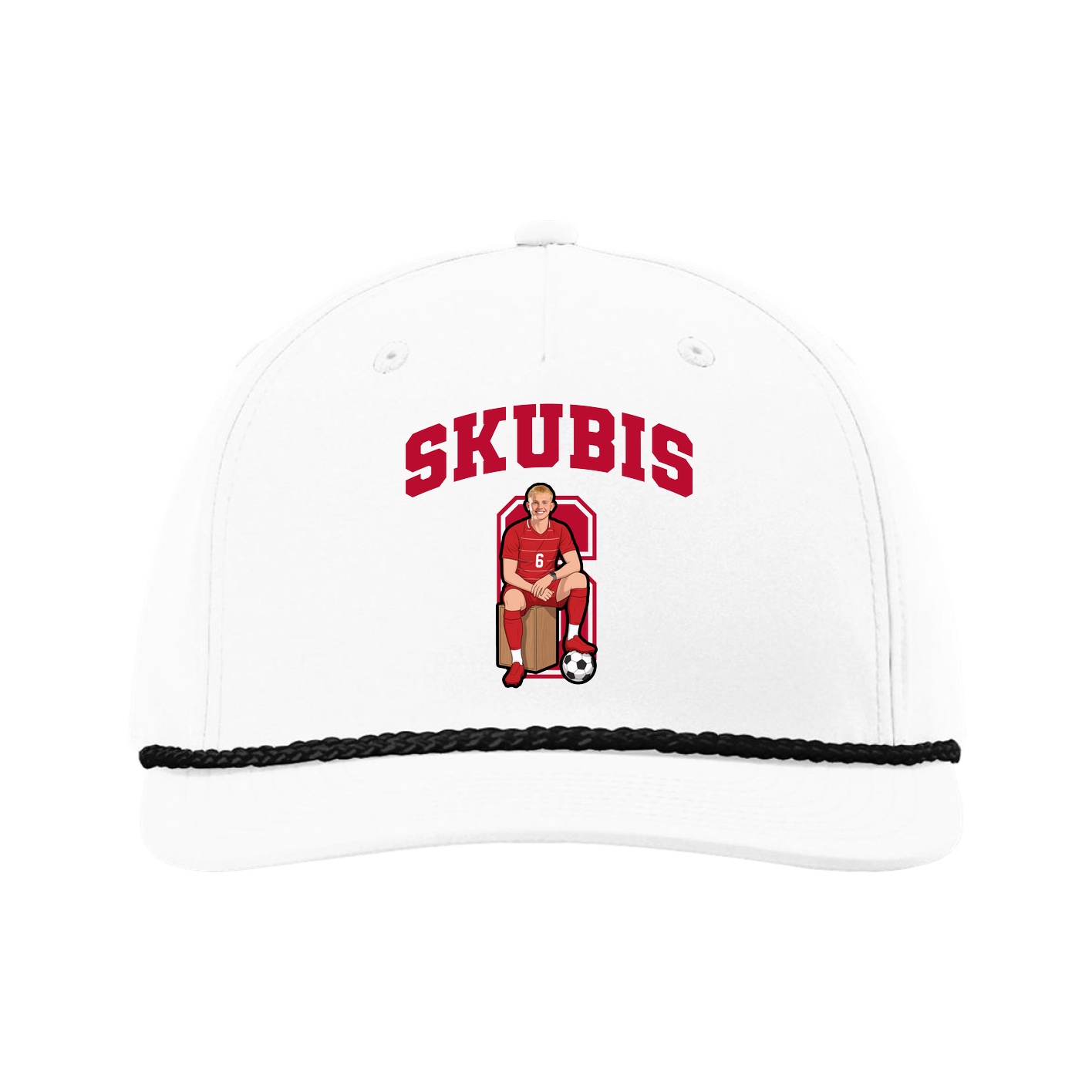 Five-Panel Classic Rope Cap — Number in White