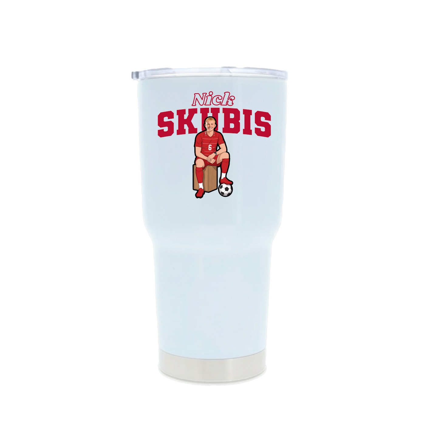 30oz Stainless Steel Tumbler — Name Arch in White