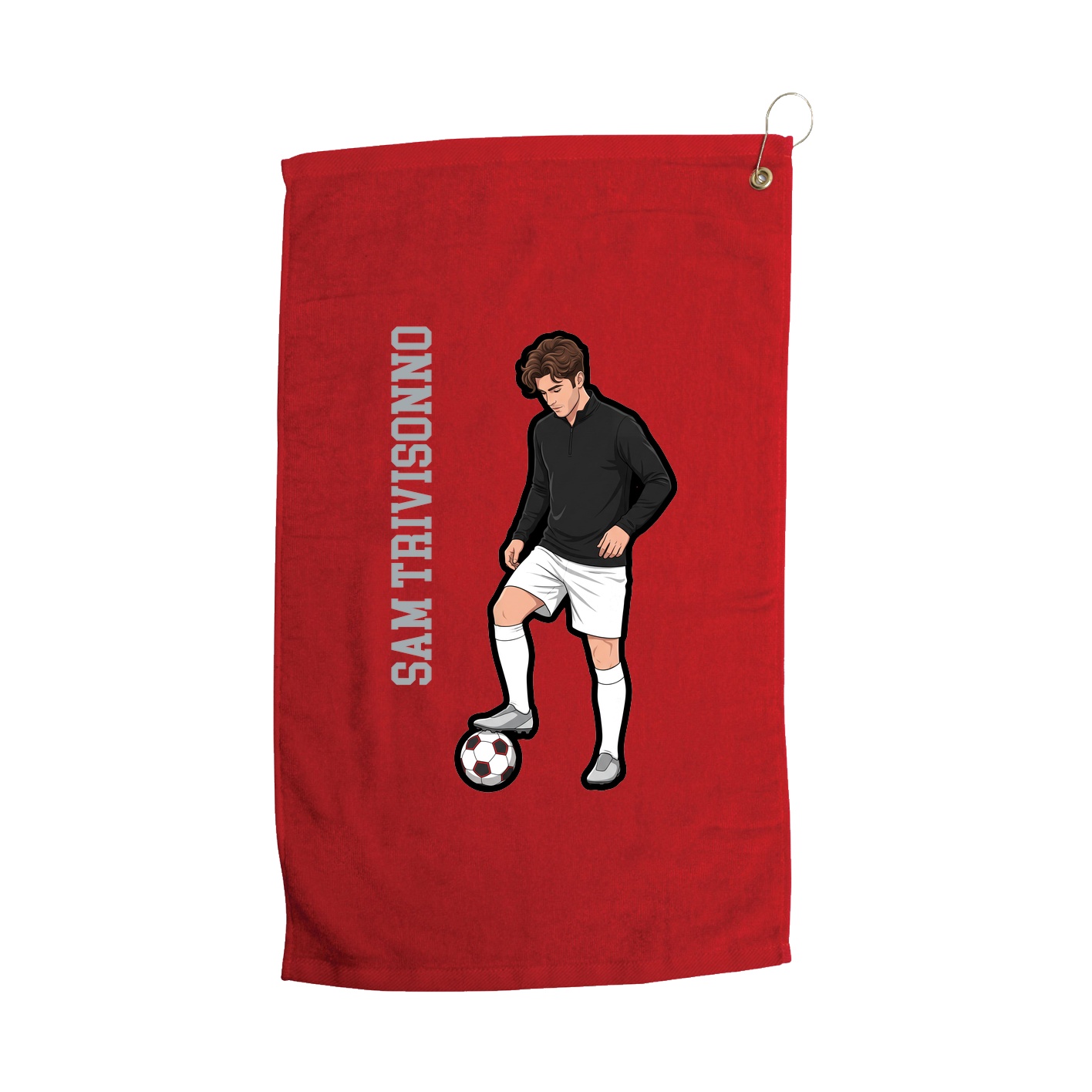 Golf Towel — Name Vertical in Red