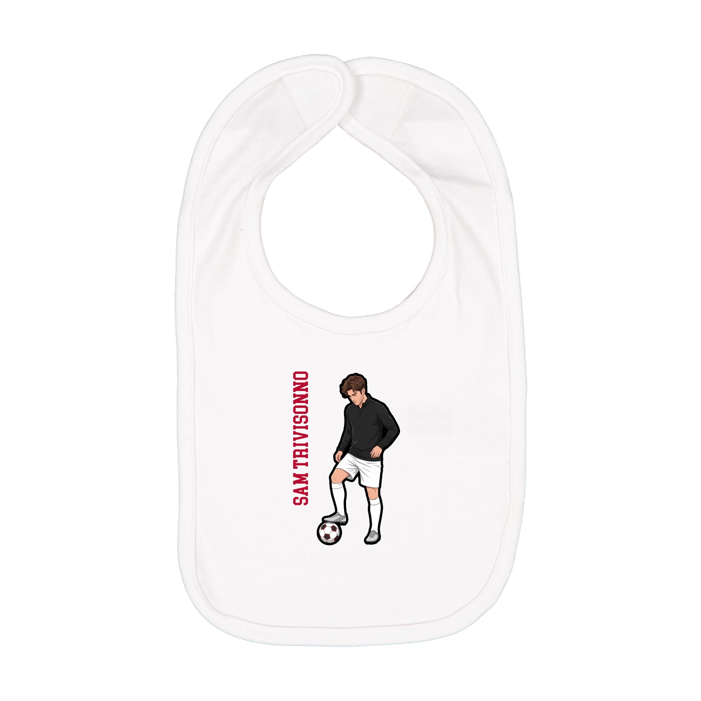 Infant Bib — Name Vertical in White