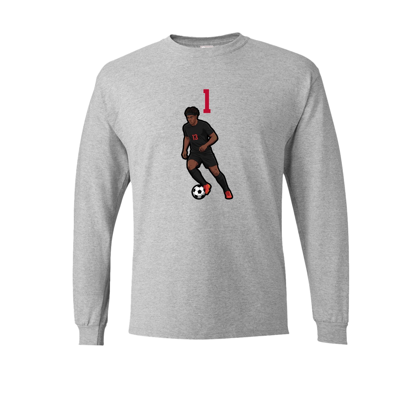 Long Sleeve Tee — Number Top in Grey