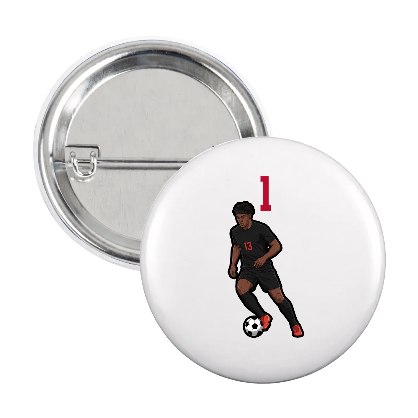 Game Day Button — Number Top in White
