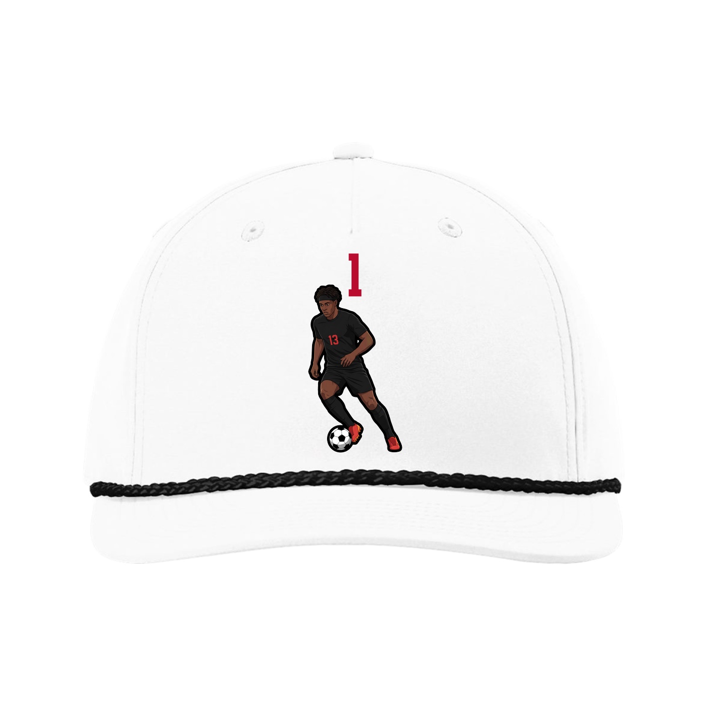 Five-Panel Classic Rope Cap — Number Top in White