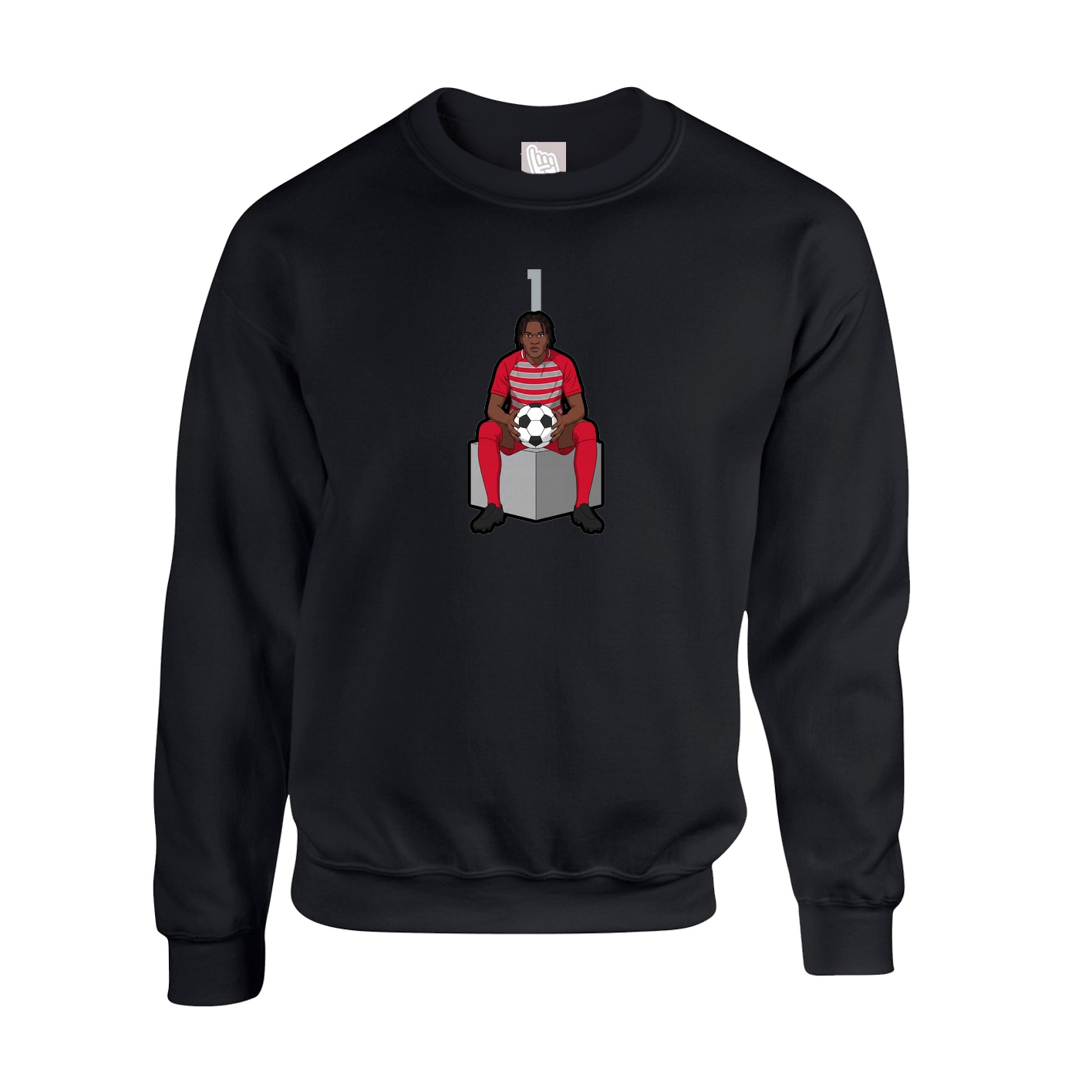 Fleece Crew — Number Top in Black