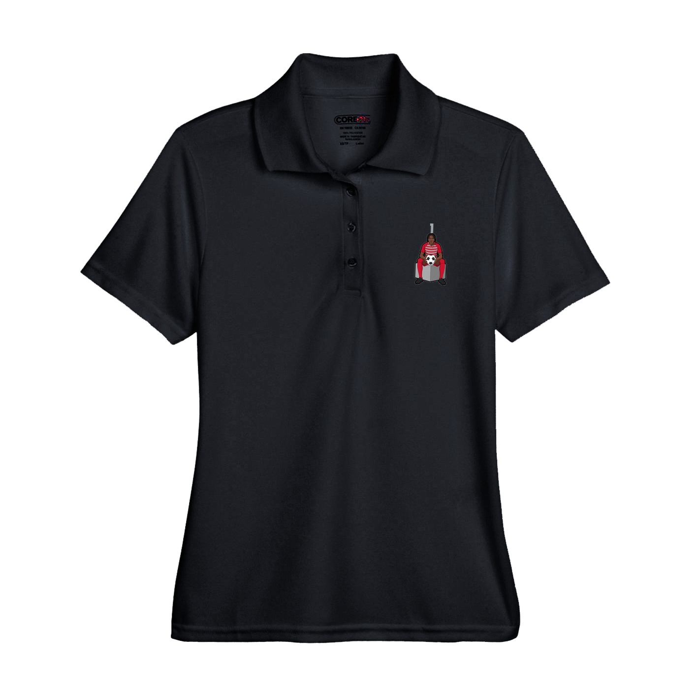Womens Performance Polo — Number Top in Black