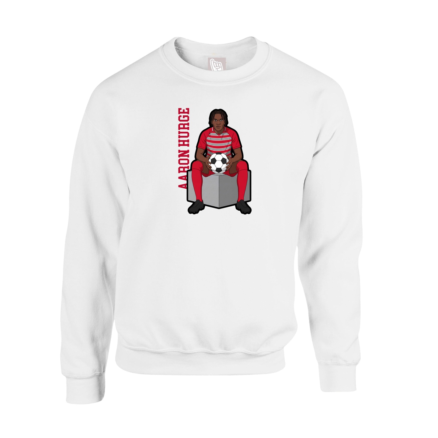 Fleece Crew — Name Vertical in White