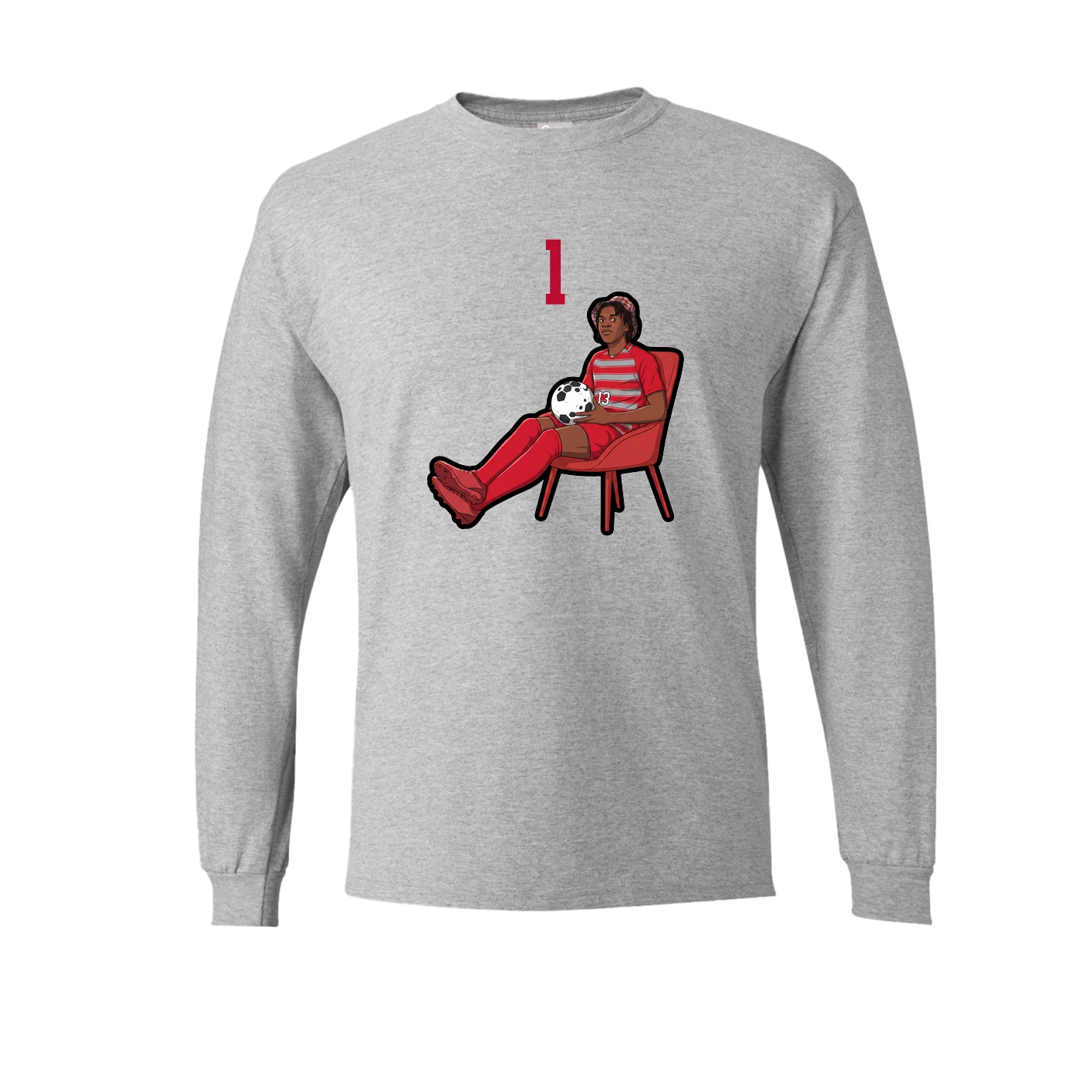 Long Sleeve Tee — Number Top in Grey