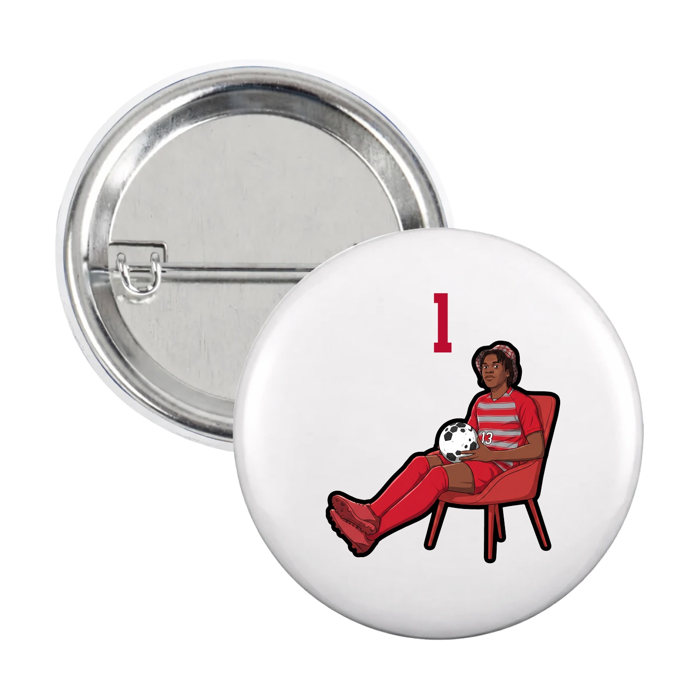 Game Day Button — Number Top in White