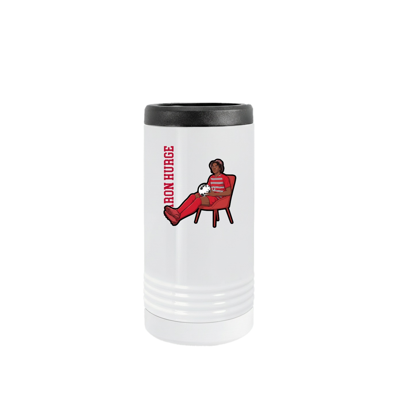 Slim Beverage Holder — Name Vertical in White