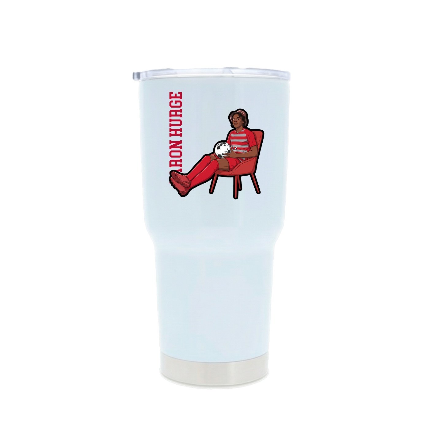 30oz Stainless Steel Tumbler — Name Vertical in White