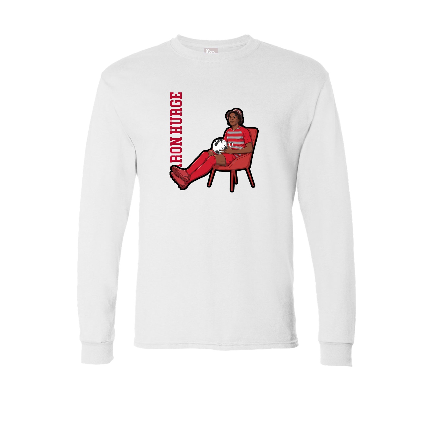 Long Sleeve Tee — Name Vertical in White
