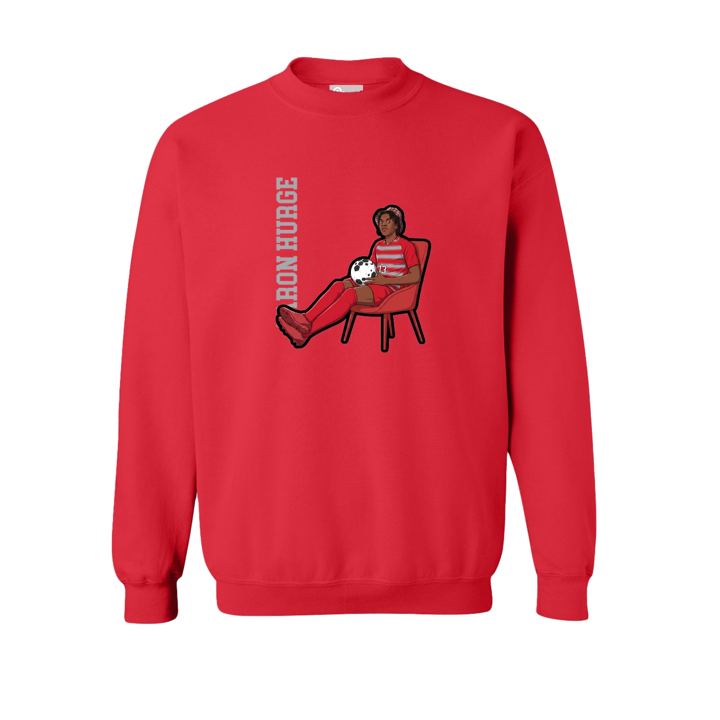 Fleece Crew — Name Vertical in Red