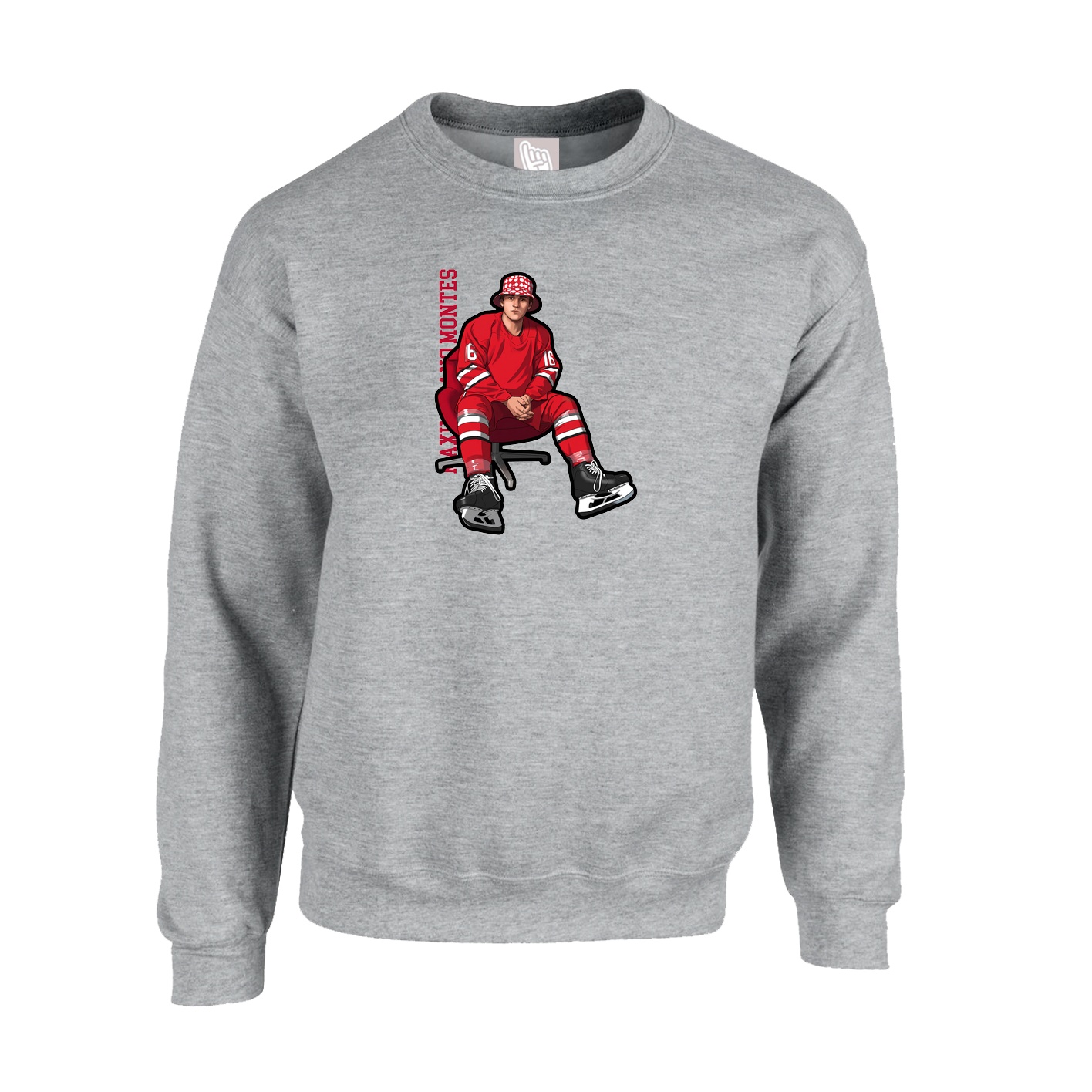 Fleece Crew — Name Vertical in Grey