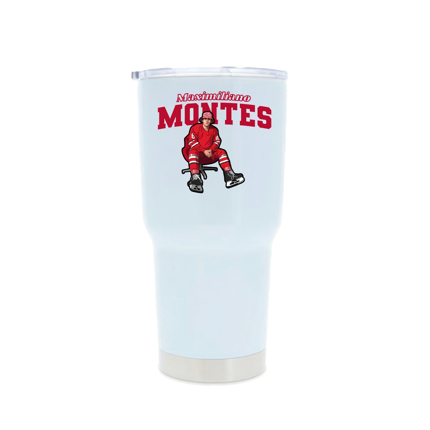 30oz Stainless Steel Tumbler — Name Arch in White