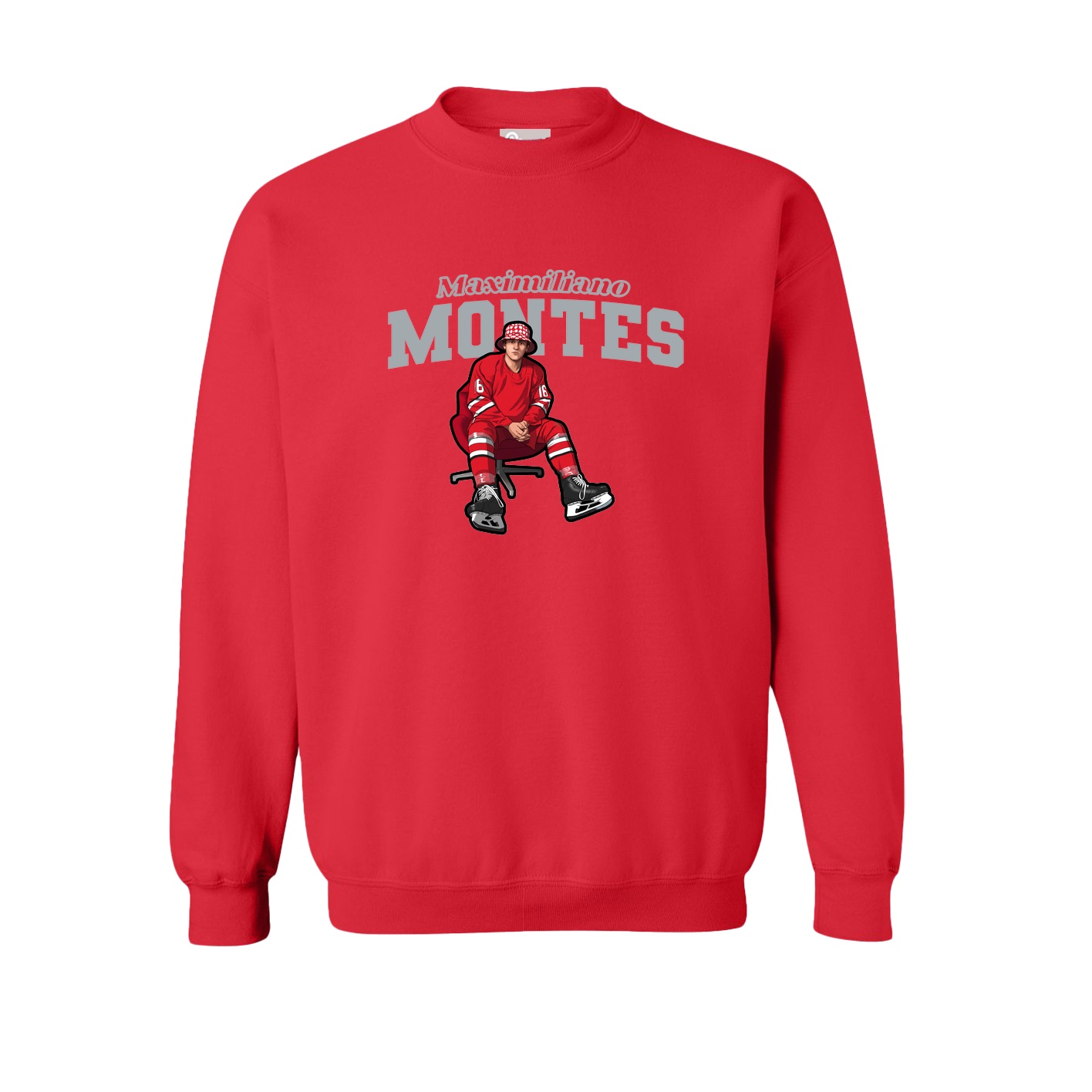 Fleece Crew — Name Arch in Red