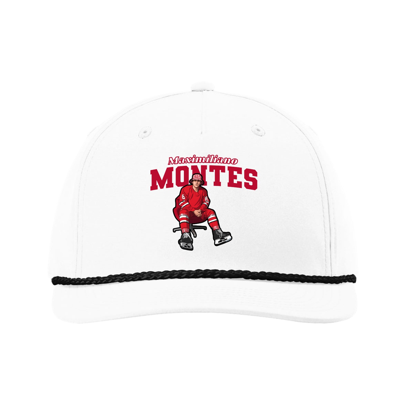 Five-Panel Classic Rope Cap — Name Arch in White