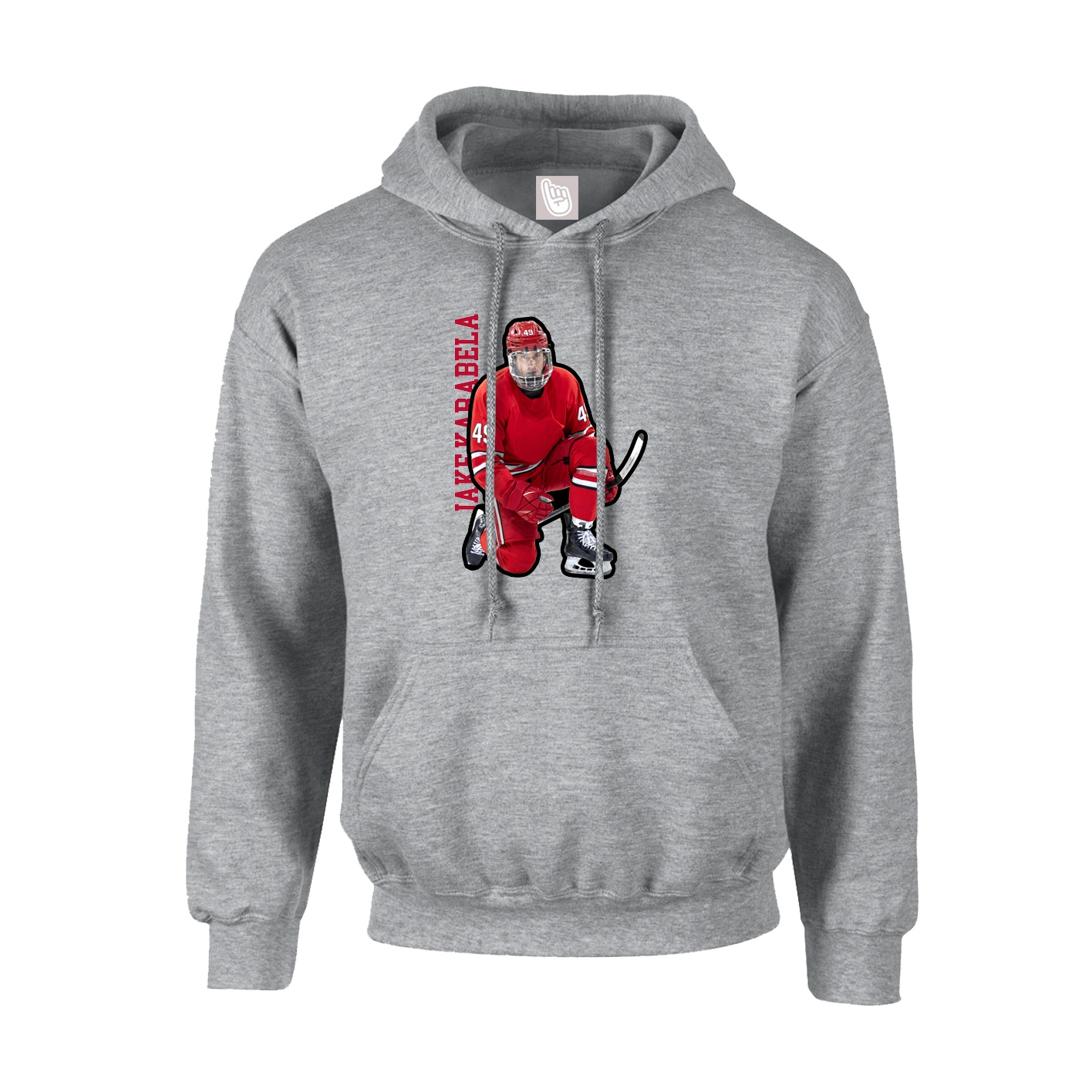 Youth Hoodie — Name Vertical in Grey
