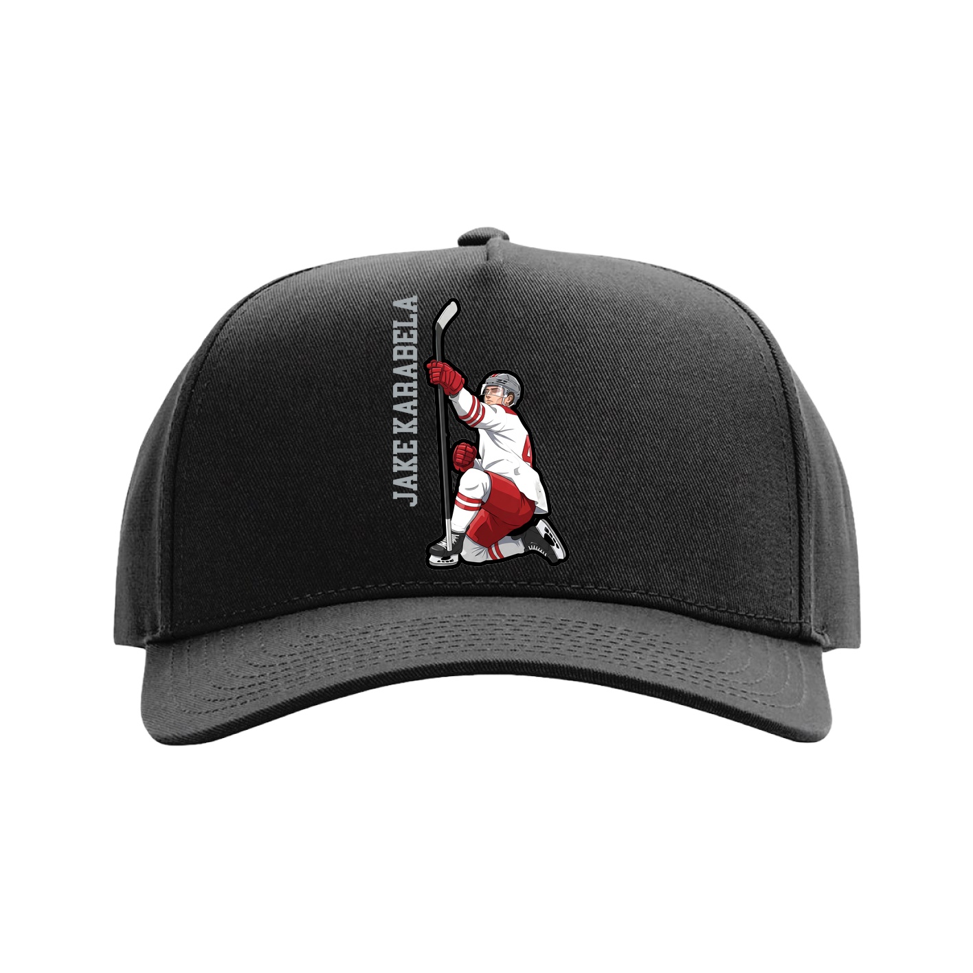 Full Fabric Five-Panel Champ Cap — Name Vertical in Black
