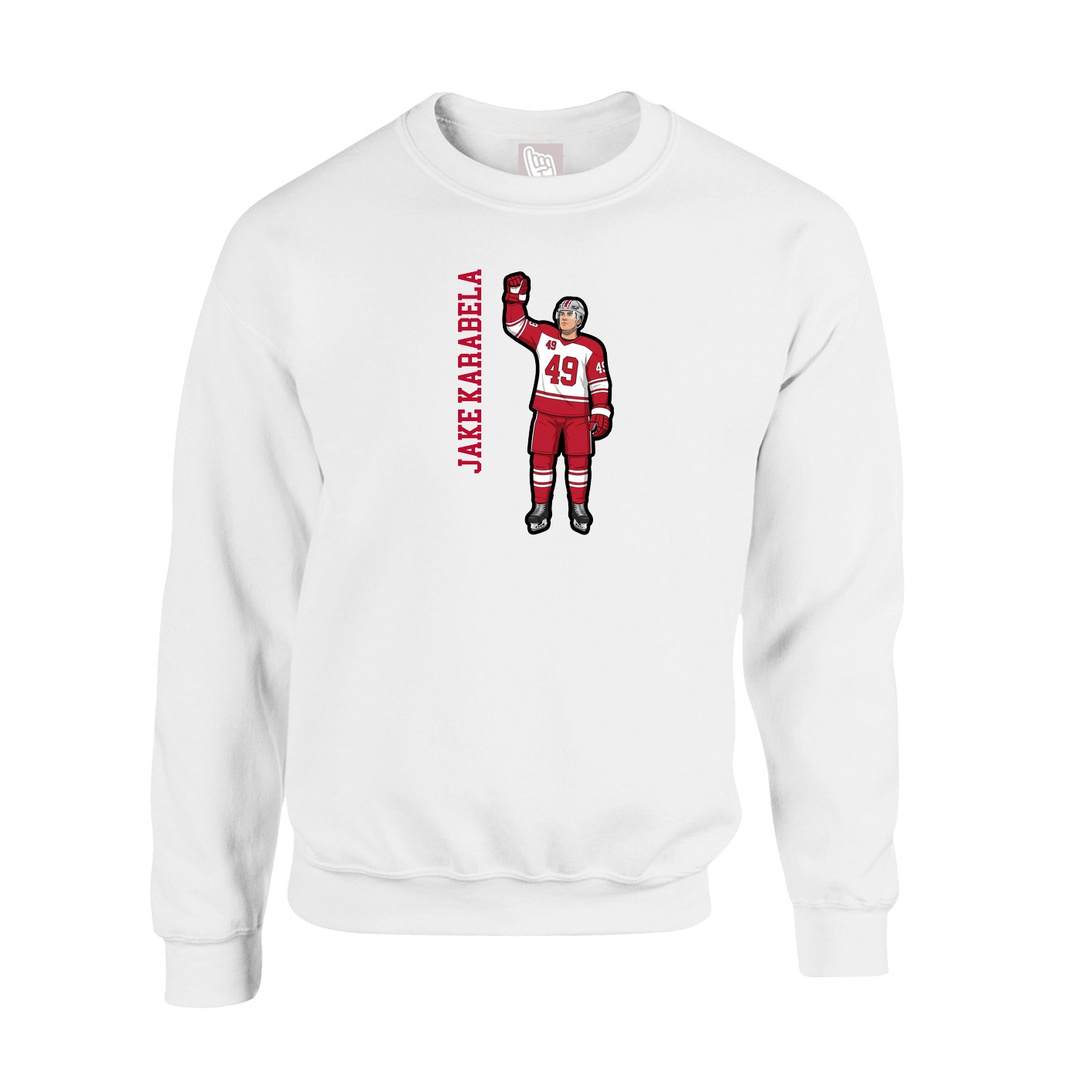 Fleece Crew — Name Vertical in White