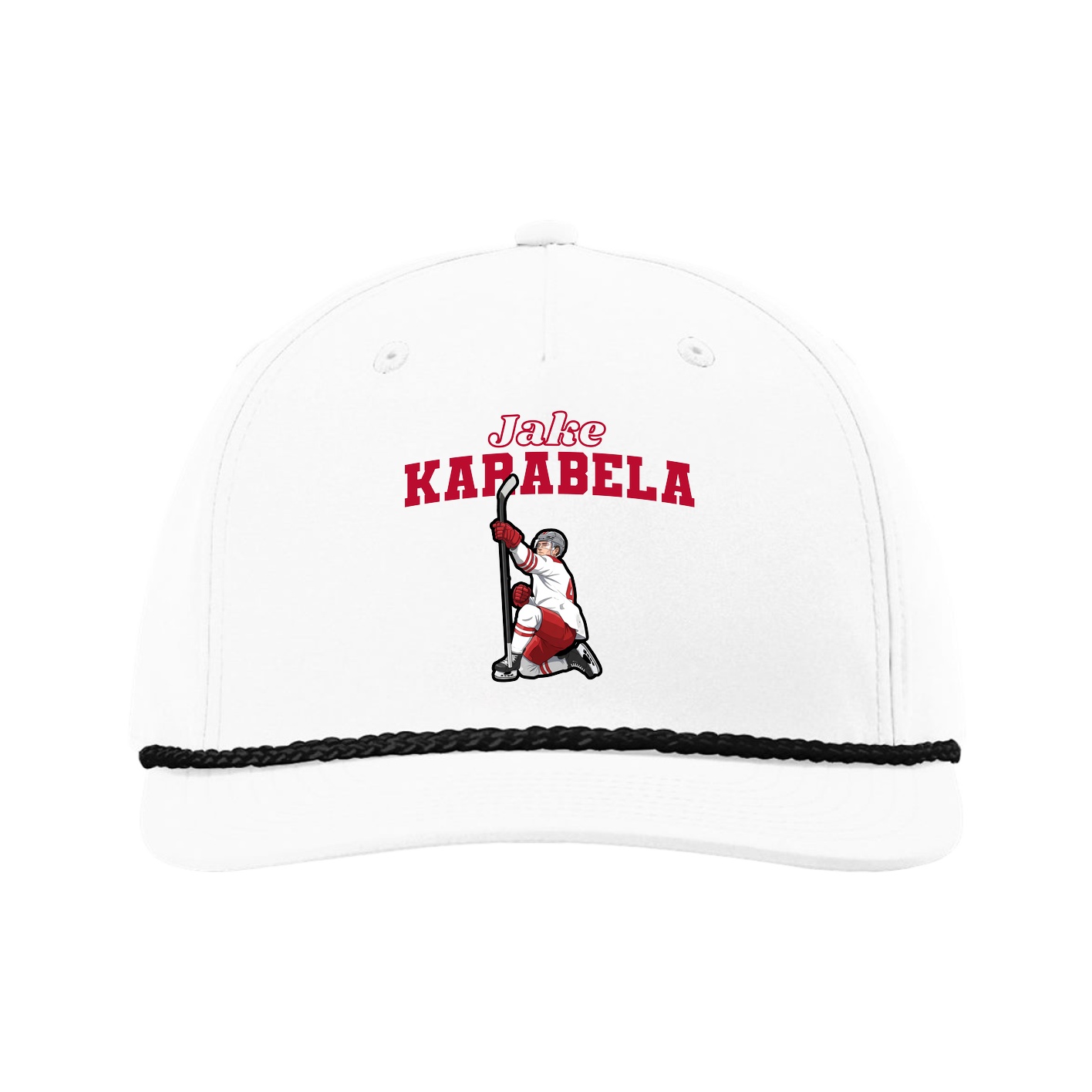 Five-Panel Classic Rope Cap — Name Arch in White