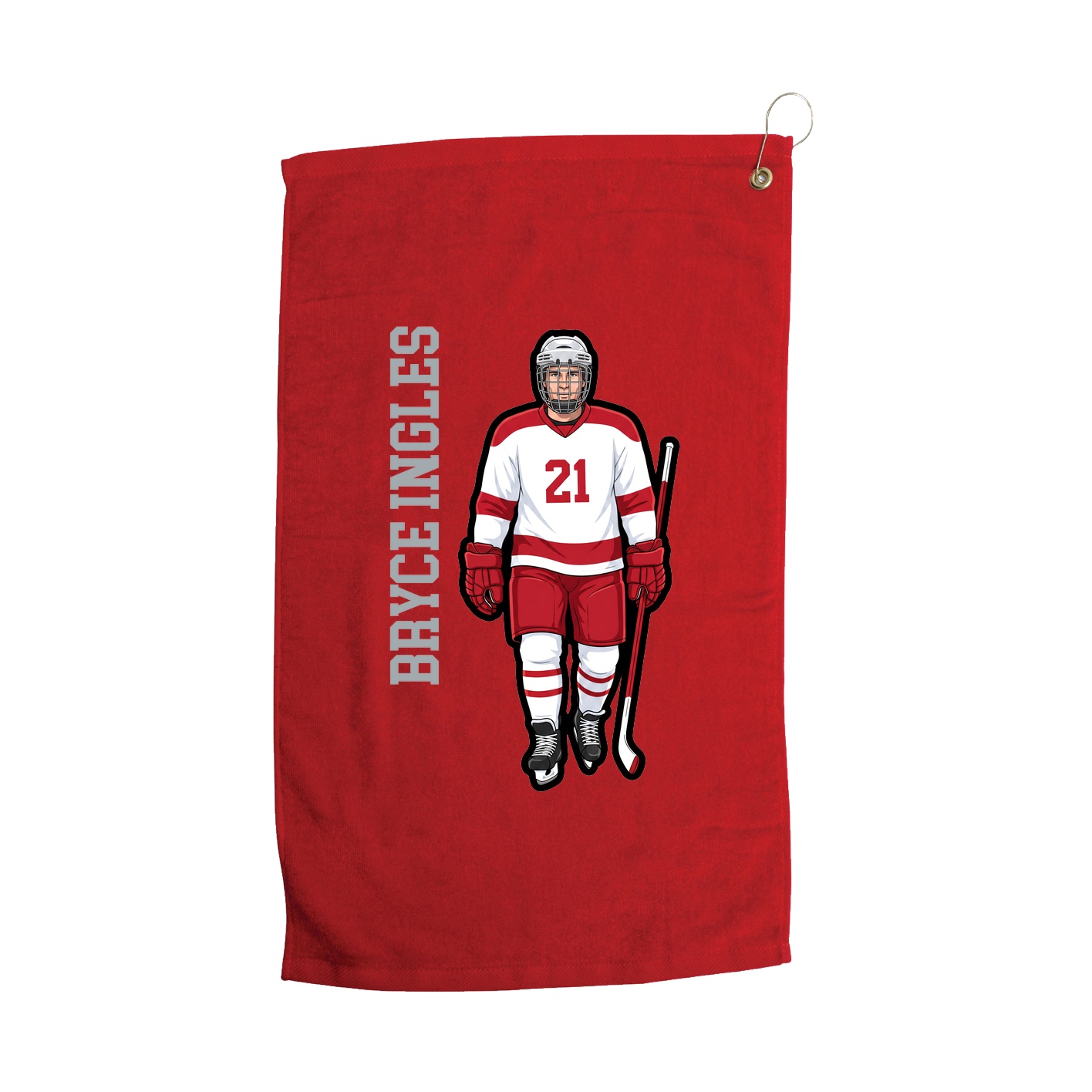 Golf Towel — Name Vertical in Red