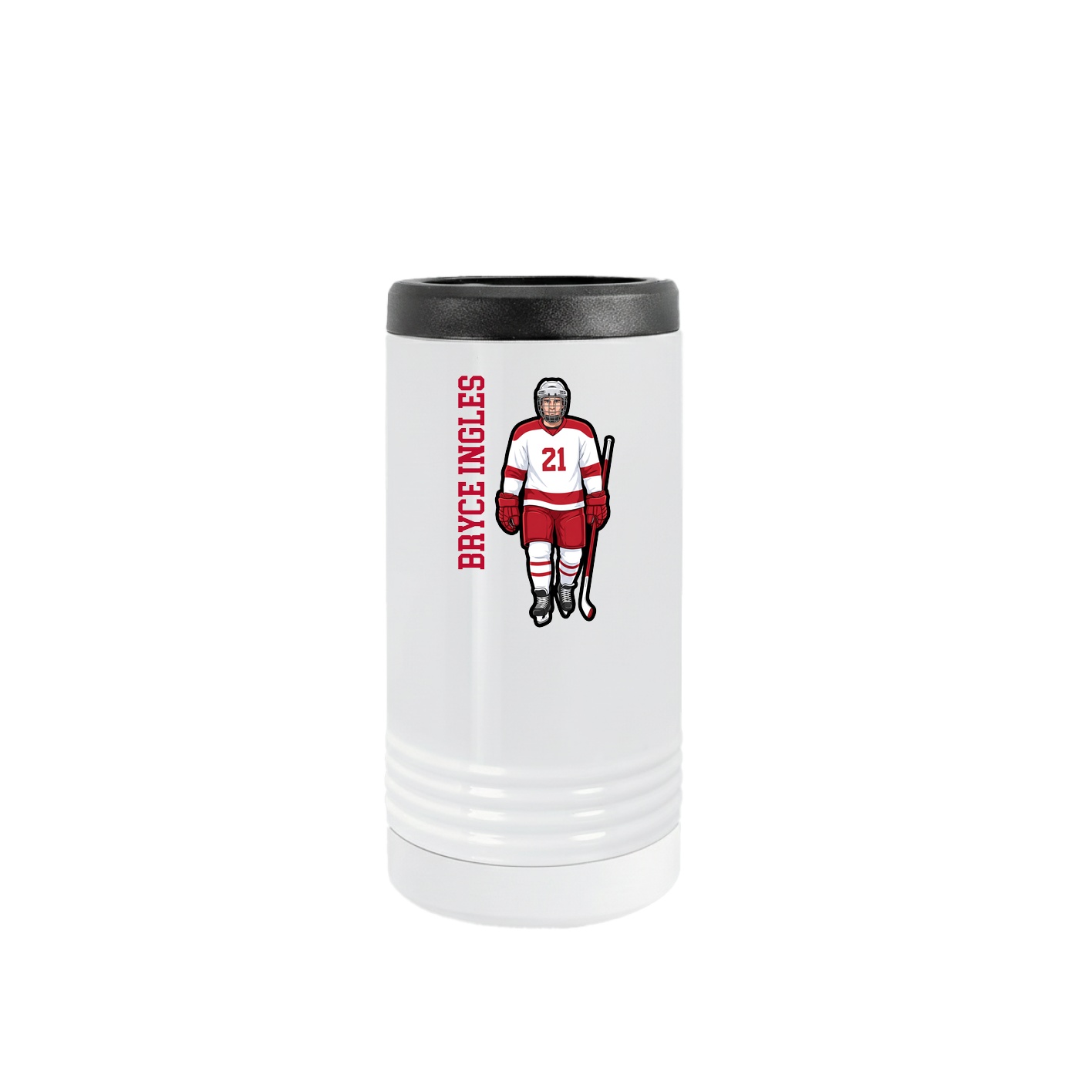 Slim Beverage Holder — Name Vertical in White