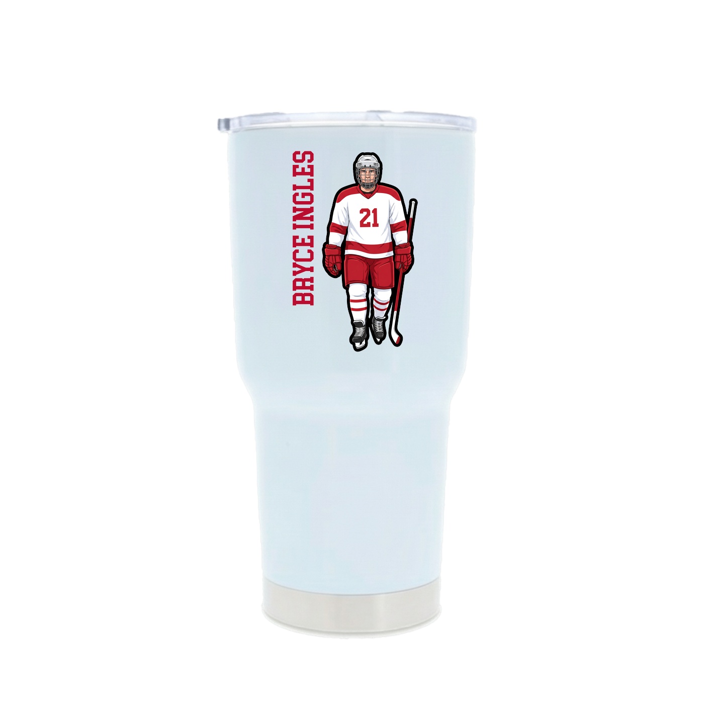 30oz Stainless Steel Tumbler — Name Vertical in White
